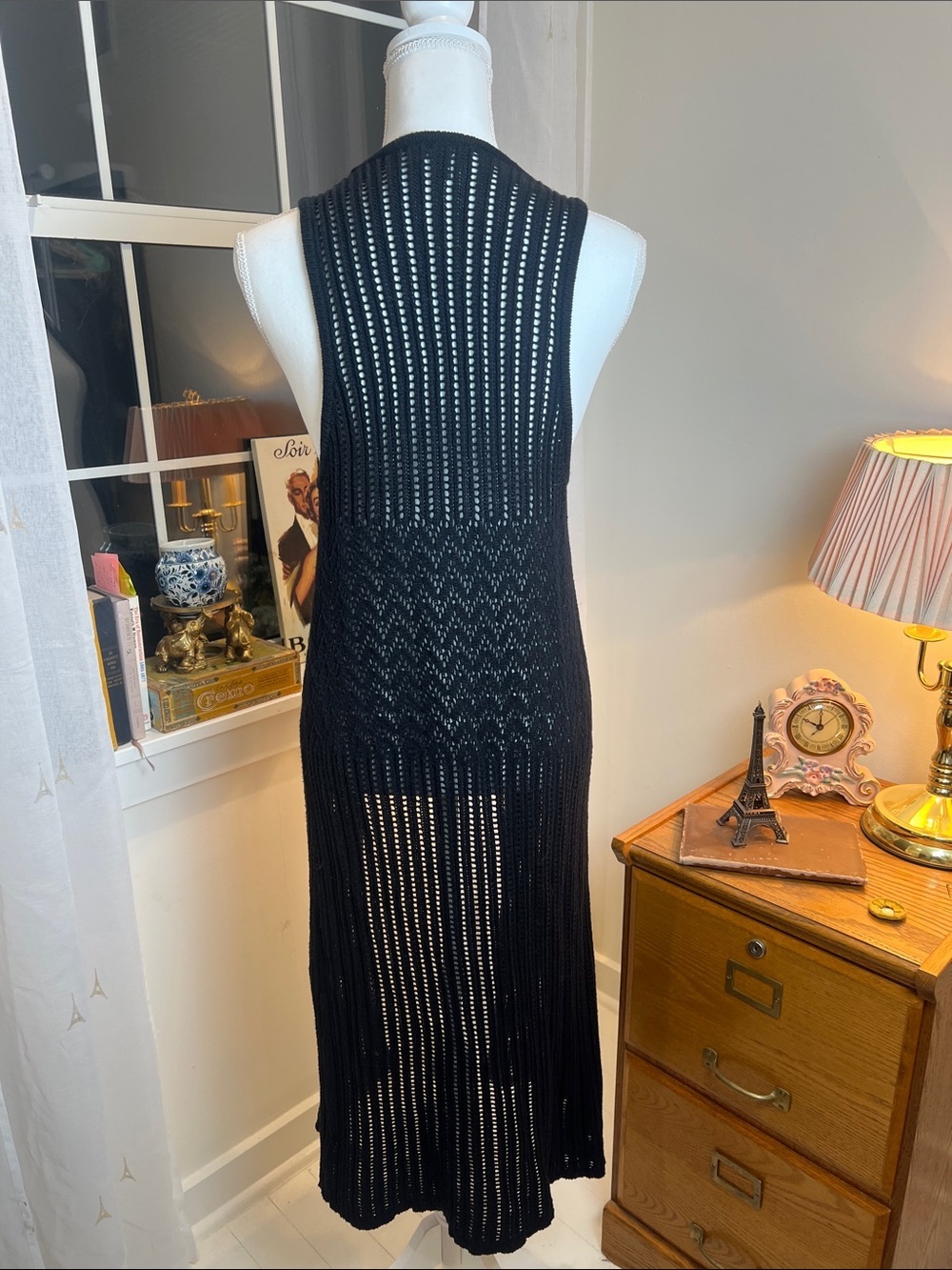 Express Black Open-Knit Sleeveless Vest duster size XS/S. - Picture 3 of 6